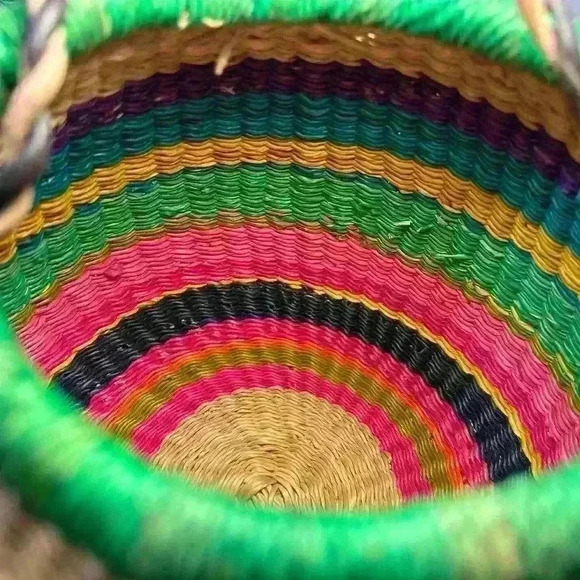 HANDMADE African Market Bucket Purse Bag Handwoven Sliding Top Crossbody Strap - Picture 5 of 7